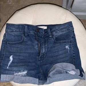 Ripped jean shorts